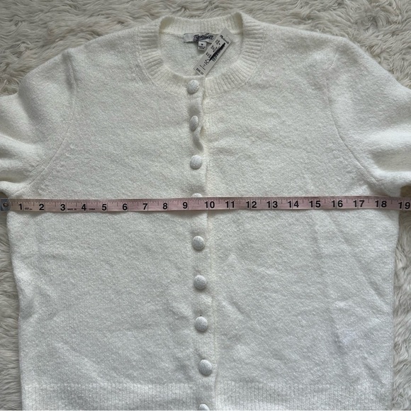 Madewell Sweater Cotton-Blend Cardigan Covered Buttons Winter White M NWT New - Picture 10 of 12